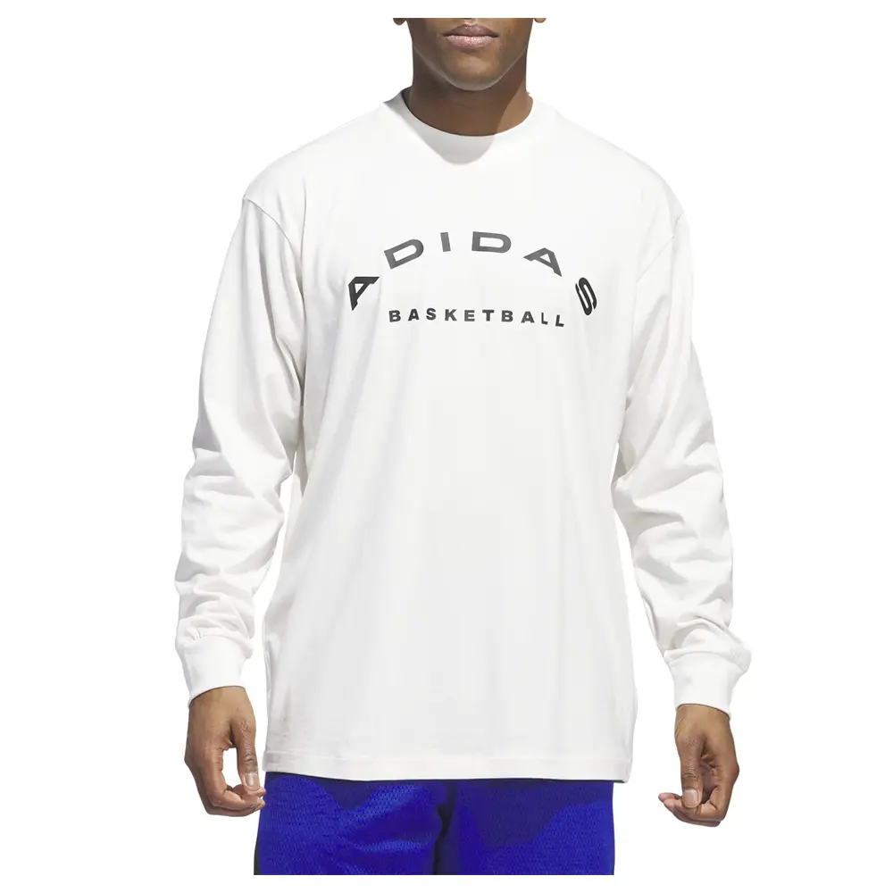 adidas Mens Select Long Sleeve Basketball Casual Tops Casual - White