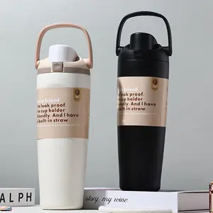 30-Ounce Double-Layer Vacuum Insulated Water Bottle with Handle - Double-Layer Thermal Coffee Mug, Leak-Proof Seal, Non-Slip Grip - Keeps Drinks Hot Or Cold for Hours - Suitable for Gym, Cycling, Office