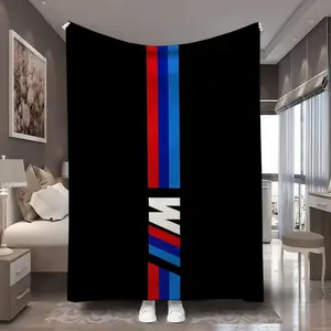 1Pc BMW M series three-color logo digital pattern printed blanket Soft warm blanket Suitable for bedrooms, guest rooms, living rooms, student dormitories, car sofas, and travel multifunctional Throw Blanket Suitable for all seasons Ideal for gift giving