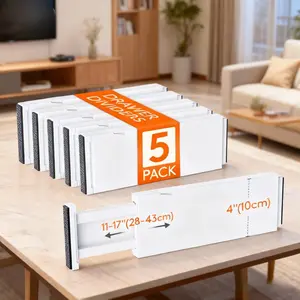 Lifewit Expandable Drawer Dividers ABS Plastic 4" High 11"-17.5" Adjustable Organizers for Clothes Kitchen Bathroom Office Fridge Storage