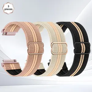 3-Pack Compatible 20mm, 22mm, 24mm Watch Straps, Quick-Release Replacement Bands, Adjustable Elastic Nylon Single Loop, Unisex Sports Bracelets