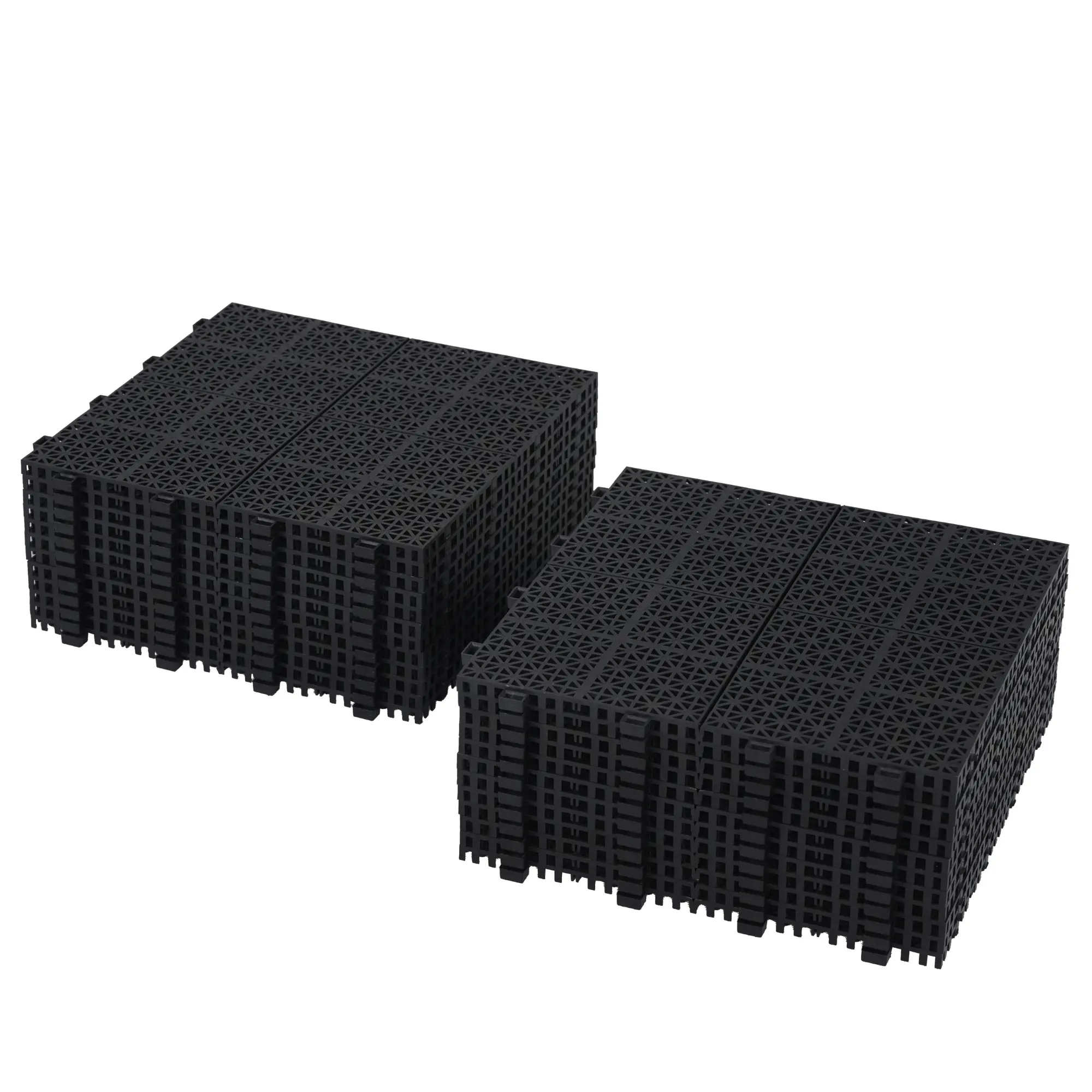 Black Interlocking Deck Tiles 12 x 12 Inch Plastic Waterproof Outdoor All Weather Anti-slip Upto 6613 LBS Rosette Pattern Pack of 12 garden  decking, High Load Capacity
