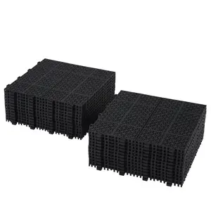 Black Interlocking Deck Tiles 12 x 12 Inch Plastic Waterproof Outdoor All Weather Anti-slip Upto 6613 LBS Rosette Pattern Pack of 12 garden  decking, High Load Capacity