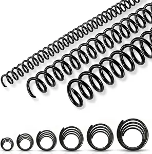 150 Pack 4:1 Pitch Plastic Spiral Binding Coils Kit, 6 Different Sizes (1/4", 5/16", 3/8", 1/2", 5/8", 3/4") Black Binding Spirals for Book Document Binding