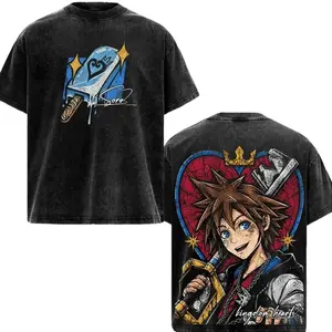 Sora Kingdom Hearts Oversized Graphic Tee Heavy Cotton Acid Wash Vintage T-Shirt for Men Women RPG Video Game Streetwear Y2K Aesthetic Trendy Casual Top Perfect Gift for Gamers Retro Gaming Apparel Shonen Anime Style Pop Culture Fashion Outfits!