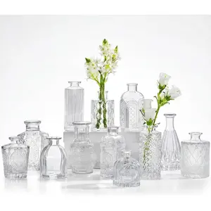 Glass Bud Vases Set of 12 Small Clear Mini Bud Vases for Flowers Bulk for Centerpieces Vintage Vase for Rustic Home Wedding Table Decorations