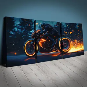 Motorcycle Pattern Canvas Painting, Waterproof Anti-fading Wooden Wall Art, Wall Decor for Modern Home Living Room Bedroom Office, Ornaments