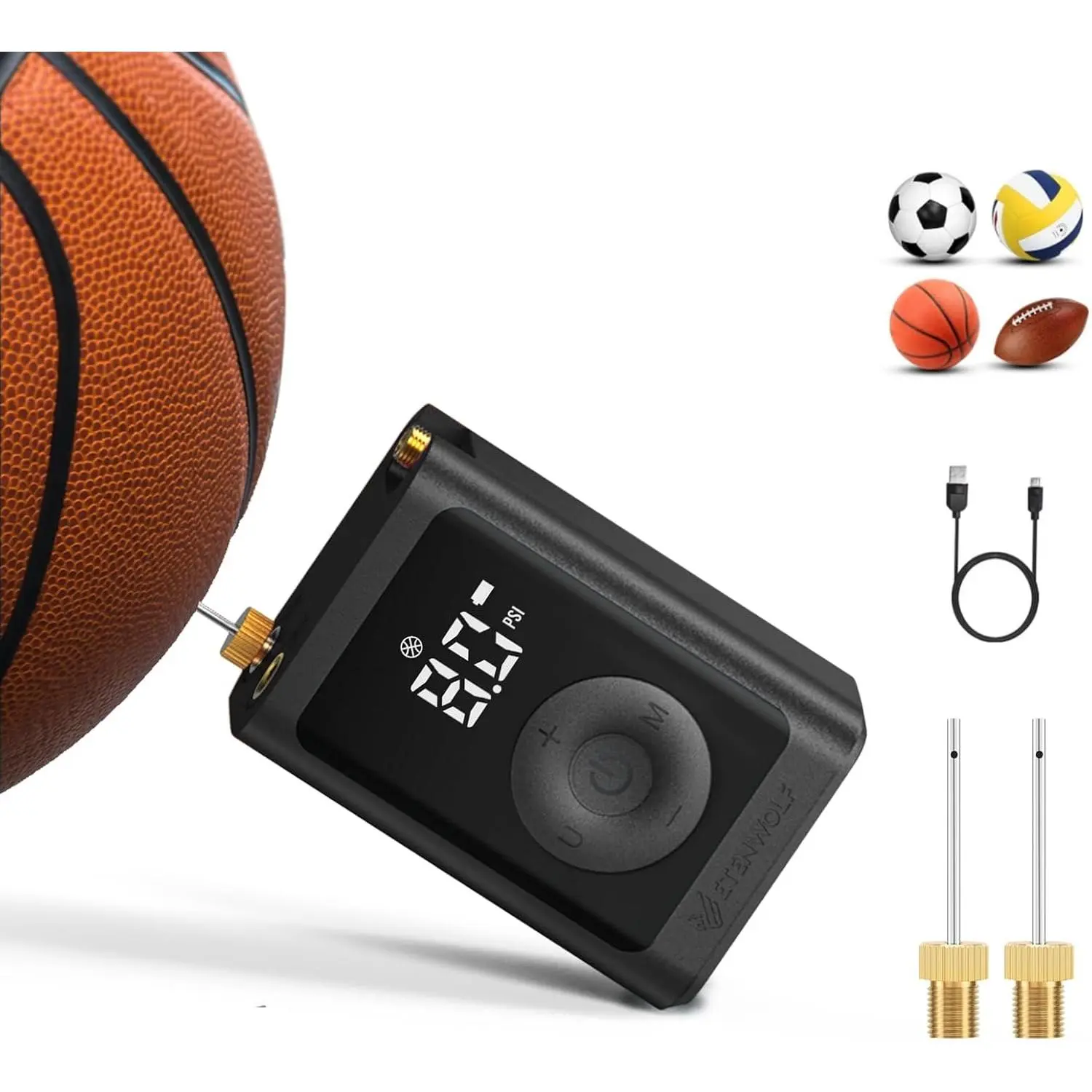 Electric Ball Pump Inflation & Deflation 2-17PSI, Basketball Pump with Precise  Gauge, Rechargeable Air Pump for Balls, Soccer Ball Air Pump
