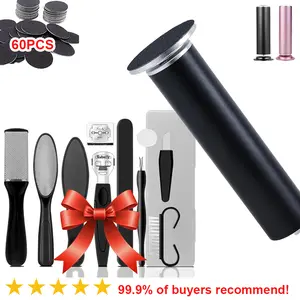 Electric Foot Callus Remover with 60pcs Sandpaper Discs, Add 10 pieces of finger sandpape，Professional Aluminum Callus Remover for Feet, 2000mAh large battery,Stepless Speed Control Pedicure Tools for Dead Skin (Pink) Suitable as a gift wand