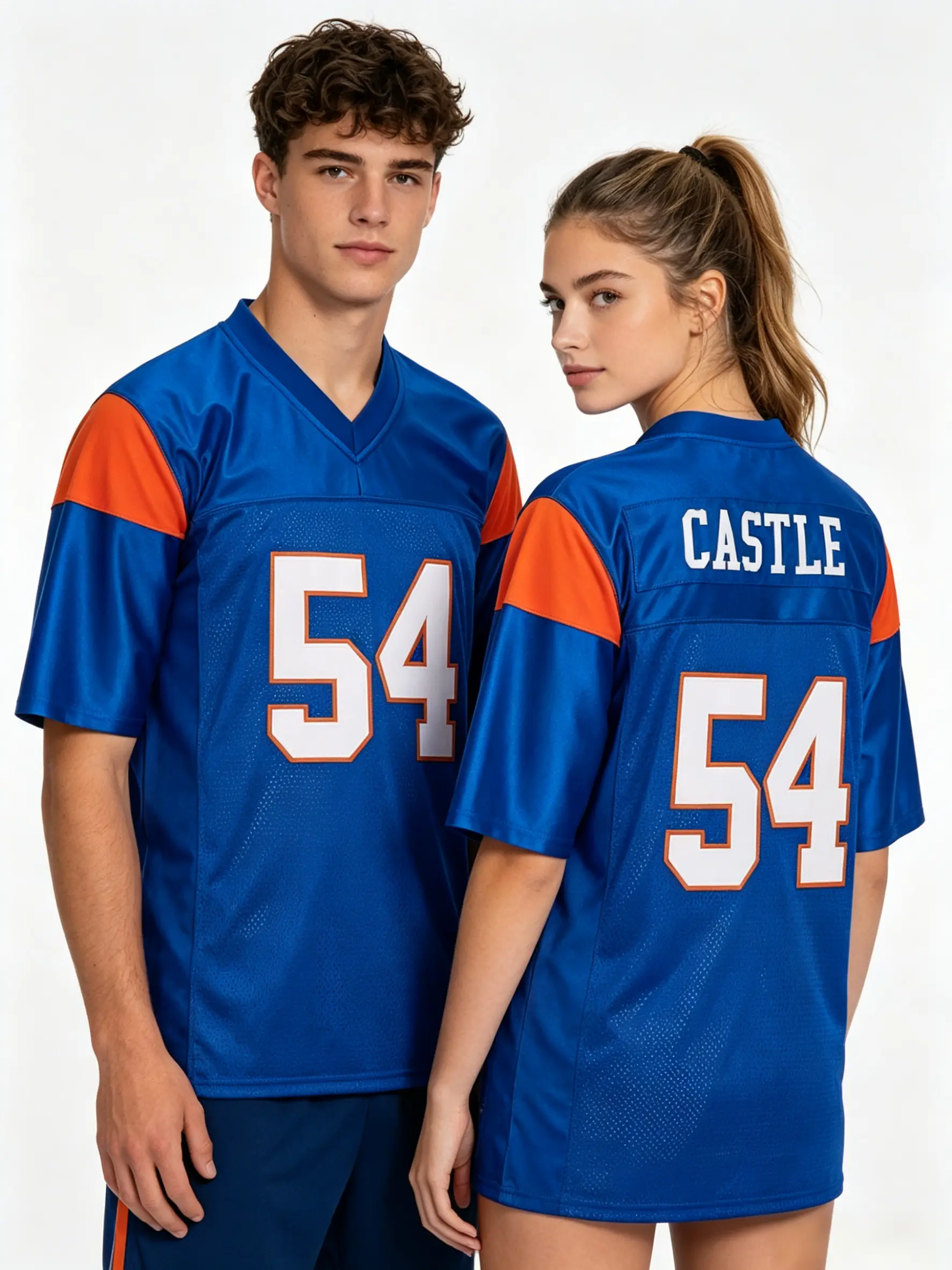 Men's Football Jersey Thad Castle #54 Blue Mountain State #7 Alex Moran Sport Game, White Blue Size S~3XL, Name & Numer all Stitched,Halloween Party Christmas Gifts Thanksgiving Holiday