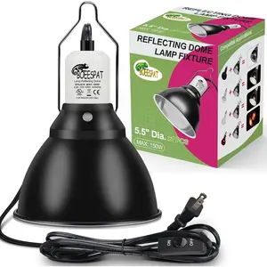 Reptile Lamp Bulb Fixture 5.5 Inch Deep Dome with Switch - Ideal for 60W/75W/100W/150W Heat Lamp Bulbs, Compatible with All E26 UVA/UVB/Basking Heat Bulbs, Supports Up to 150 Watts