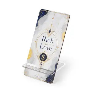 Phone Stand — "Rich In Love" Marble Gold Acrylic Mobile Display Stand
