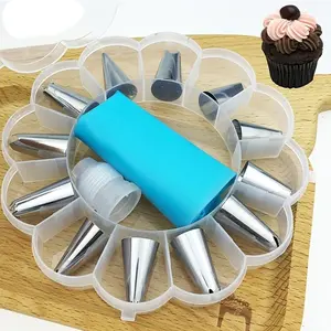 14-Piece Cake Decorating Kit, Reusable Piping Bags & Storage Box Set, DIY Bakery Tools for Homemade Cakes, Essential Baking Accessories, Multiple Nozzles