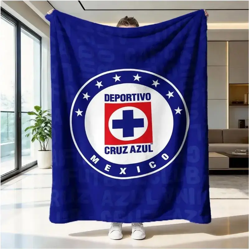Cruz Azul Logo Flannel Blanket, Soft and Skin-Friendly, Warm Sofa Bedroom Nap Multi-Scene Use, Classic Style, Printed Pattern, Cozy Blanket Throw Suitable as a gift sizes 60*80,30*40 ,40*50 50*60