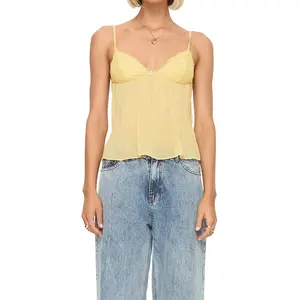 Women Babydoll Tank Tops Y2k Spaghetti Strap Cami Peplum Top Flowy Sleeveless Shirts Camisole