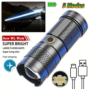 Portable Mini Flashlight Zoomable Tactical Torch USB Rechargeable Outdoor Camping Cycling Hiking Hunting Fishing lamp Waterproof