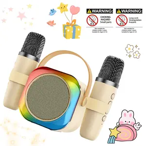 Mini Karaoke Machine Speaker for Kids Adults, Portable Bluetooth with 2 Wireless Microphones, Fun And Interactive Playtime, Children's Day Birthday Gift Ideas for Toys for Teens Boys and Girls Aged 3 4, 5, 6, 7, 8, 9, 10, 11, 12+