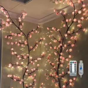 USB Powered LED Tree Branch Light, 1 Count LED Vine Light with Remote Control, Decorative Light for Home Bedroom Living Room Wall Decor