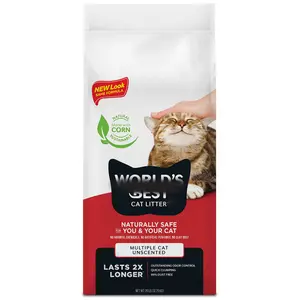 3 Pack Flushable Corn Cat Litter 28 lbs, Unscented Multi Cat Formula, Natural Clumping, Strong Odor Control