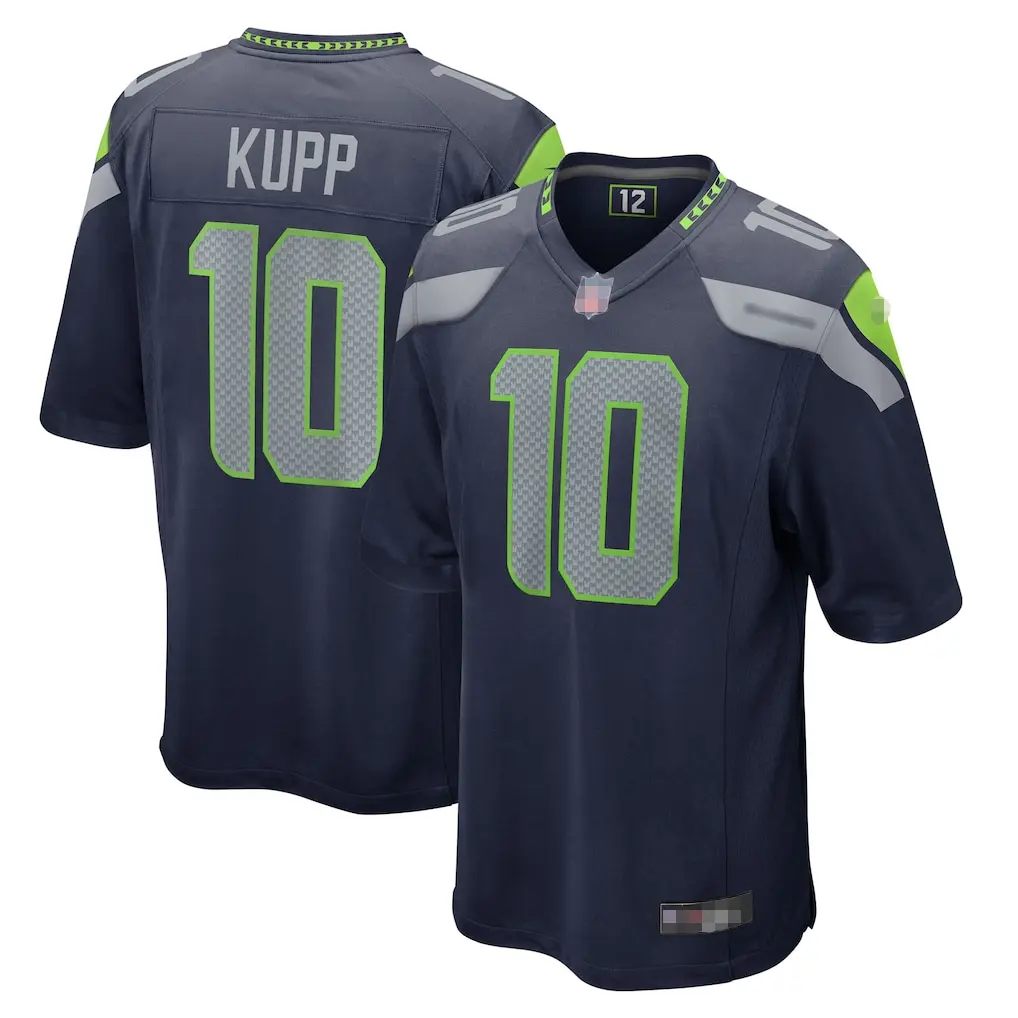 Seattle Football Player #10 Kupp Navy/Royal Athletic Jersey - Men's Fan Edition