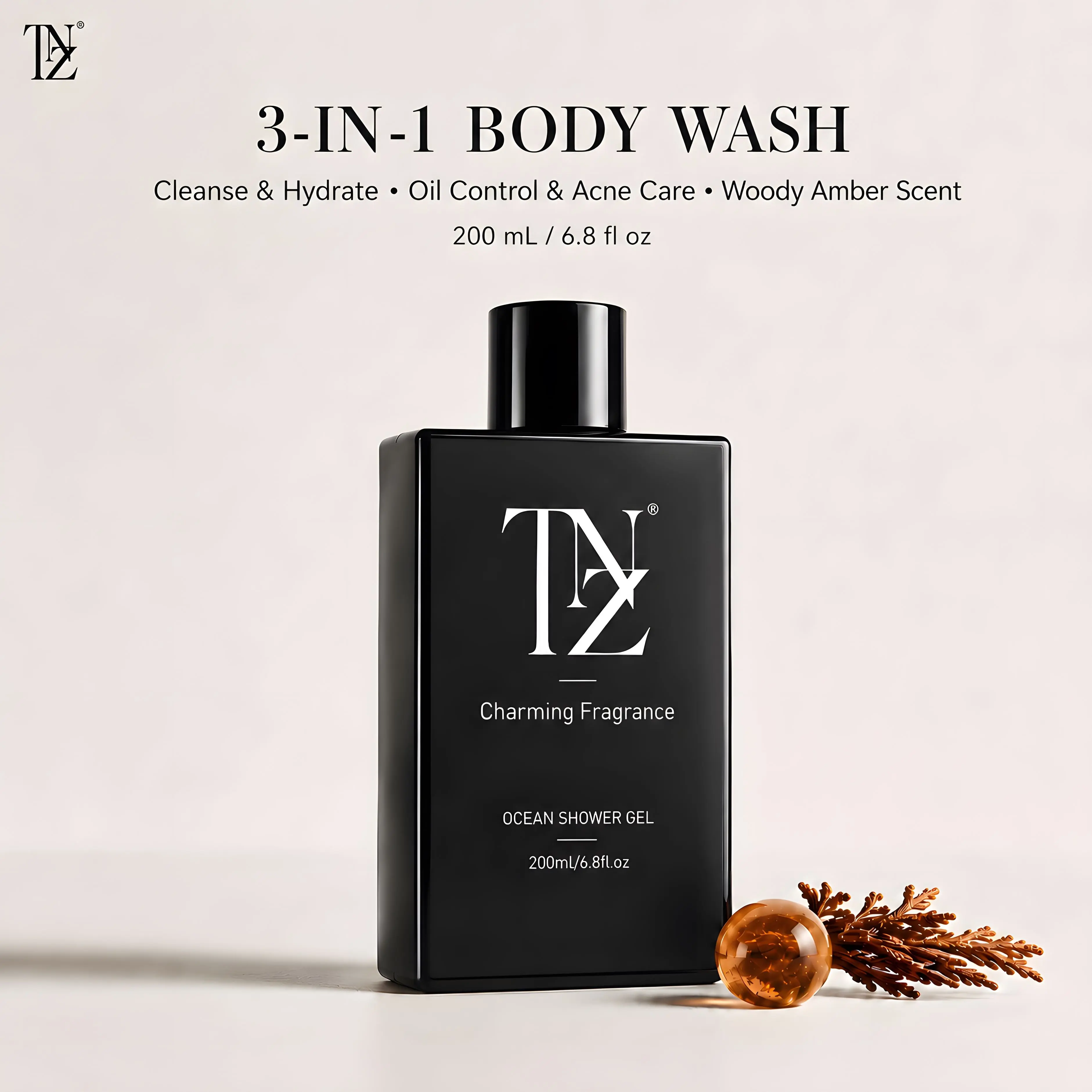 TNZ Ocean Scented Body Wash - Amino Foam & Aloe Vera Deep Hydration Fragrance Shower Gel for Normal Skin, Soft Silky Feel, Body Care, Cleanser, Cleansing, Fresh And Clean, Daily Use, Amino Acid, Moisturizing, Youth