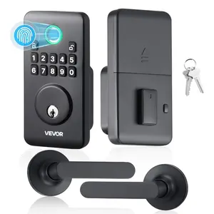 【DealsForYouDays】 Keyless Access Electronic Biometric Deadbolt Door Lock Set with Handle, Auto Locking, 1-Time Code, Anti-Peeking Password, Easy-Grip Design, Matte Black (Tools & Hardware Hand Tool Kit Component), Automatic Locks, Biometric Smart Lockdeal