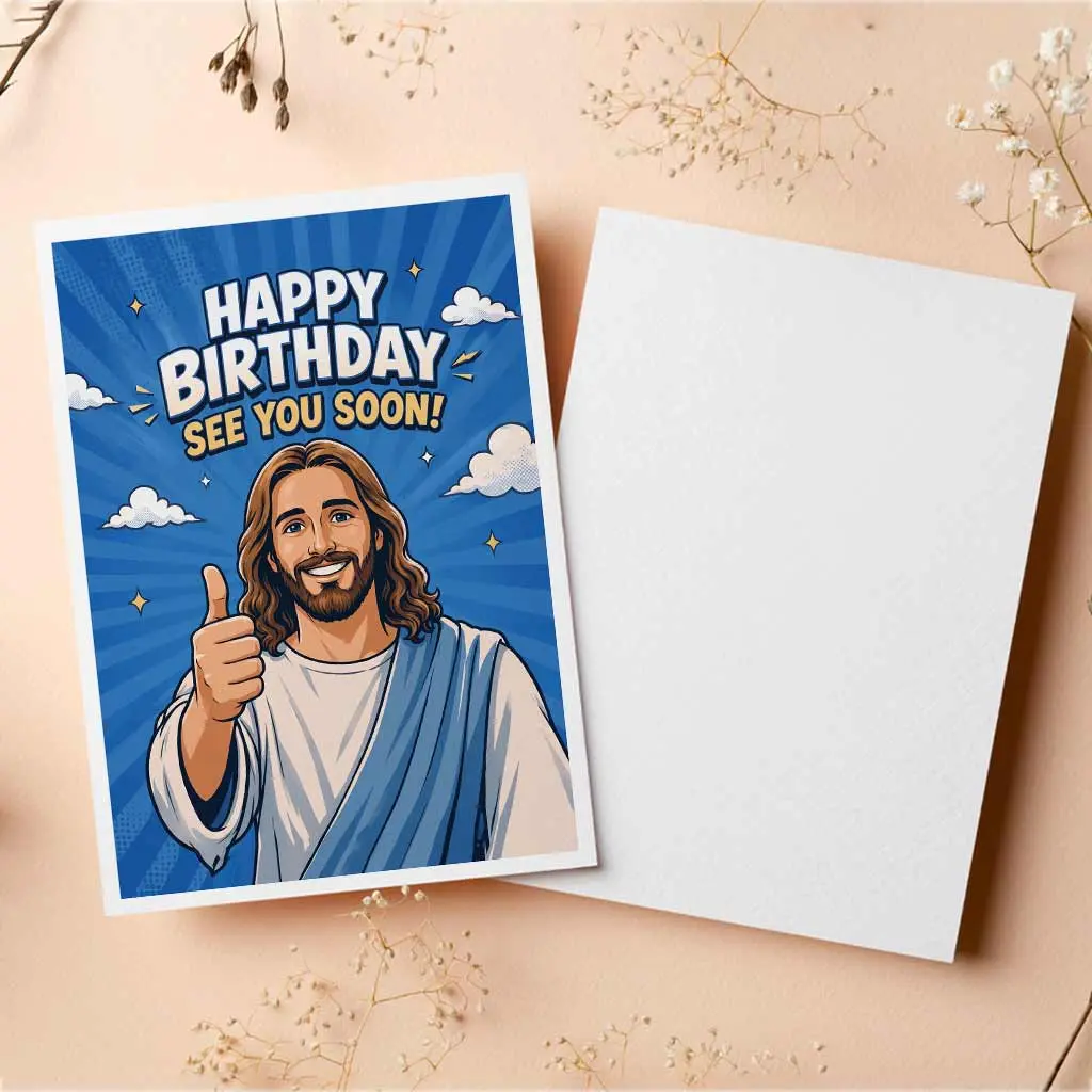 [5x7inch Envelope Included] Funny Birthday Card, Funny God See You Soon Card, Cheeky Friend,  Funny Card For Best Friend, Inappropriate, Adult, Crude, Offensive, Best Friend Gift, Blank Inside with Envelope - scs18423