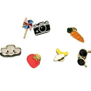 6 Pins for Clothing Keychain or Backpack - Includes Camera, Cloud, Banana, Carrot & More Unique Designs Women's Jewelry Surprise Package Mystery
