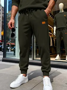 Men's Loose Fit Casual Sporty Commuter Sweatpants, Textured Pattern, American Style, High-Quality Retail Equivalent, Cross-Border Fashion
