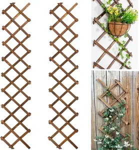 2-Pack Natural Wooden Garden Lattice Fence – 75"x11.8" Trellis Panels for Climbing Plants, Vines, Ivy, Cucumber & Rose Plant Support