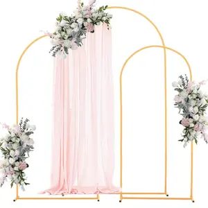 VEVOR Arch Backdrop Stand, Set of 3, 7.2/6.6/6 ft, Stable Structure, Easy Assembly, Gold Metal Arch Backdrop Stand for Wedding, Birthday Party, Graduation, Holiday Celebration, and Ceremony Decoration