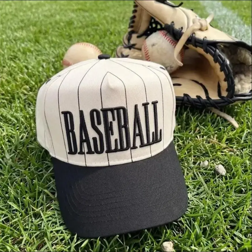 3D Puff Embroidered Baseball Pinstripe Hat, Two Tone Cap Custom Thread Color, Gif For Sport Lovers
