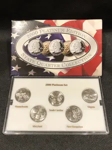 2000 Platinum Edition State Quarters Collection - Massachusetts, Maryland, South Carolina, New Hampshire, Virginia (Copy)