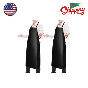 Waterproof Rubber Vinyl Apron Adjustable Dishwasher Apron Black