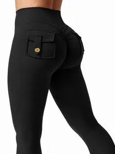 Women's High Elasticity Cargo Pocket Yoga Pants, Slim-Fit Sporty Leggings, Butt-Lifting Tight Fitness Pants, All Seasons Wear, Gym Workout Leggings, Skinny Yoga Bottoms