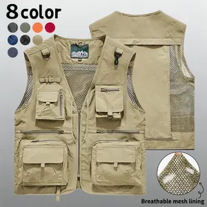 Men’s Multi-Pocket Versatile Vest Set (2 Pieces) | Breathable Mesh Fishing & Hiking Vest | Outdoor Tactical/Casual Vest for Photography and Camping