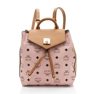 Pre-owned MCM Leather Backpacks Visetos Essential Drawstring Small Backpack