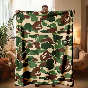 Bape Camo Ape Head Theme Fleece Blanket, Large Size, Soft and Lightweight, Ideal for All Seasons, Perfect Gift for Family and Friends, Cozy Throw Blanket, Soft Warm Blanket