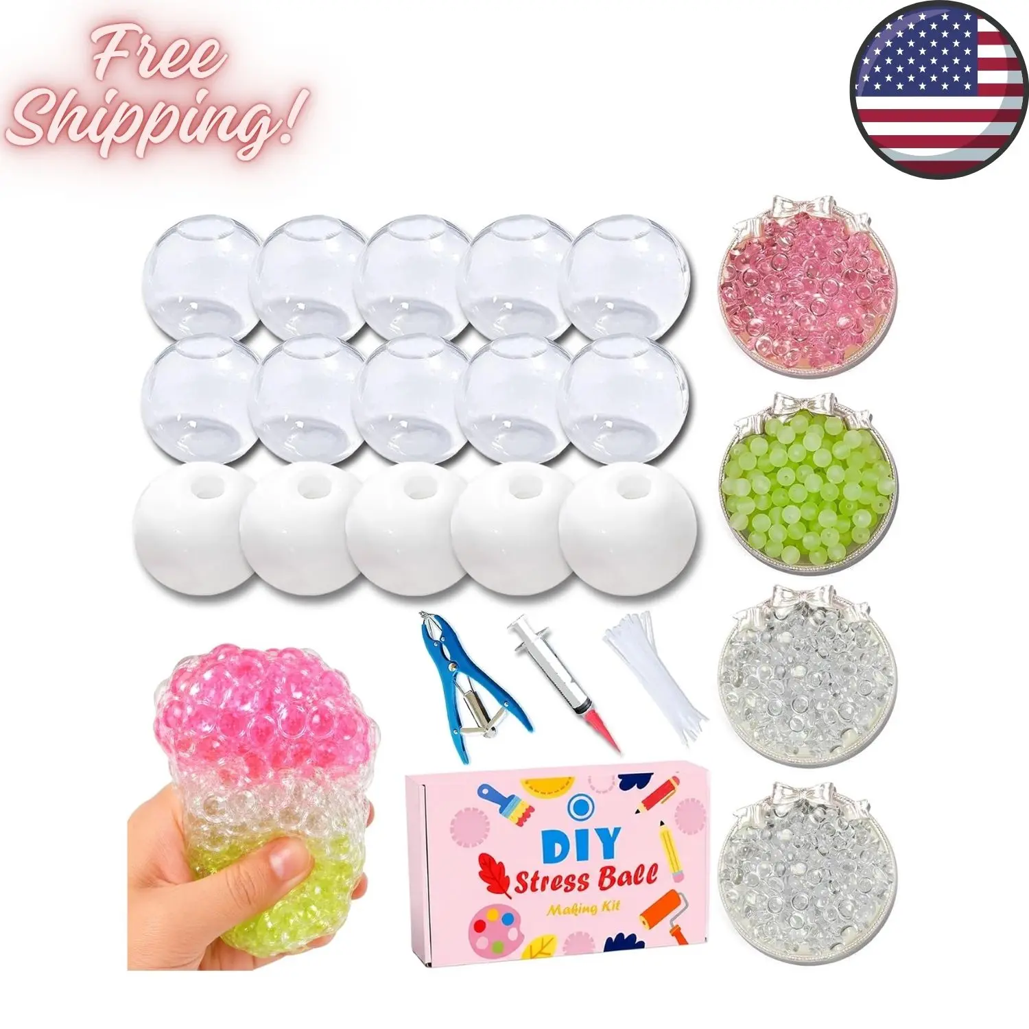 DIY Squishy Making Kit – Create Your Own Squishy Stress Balls with 15 Transparent TPR Skins