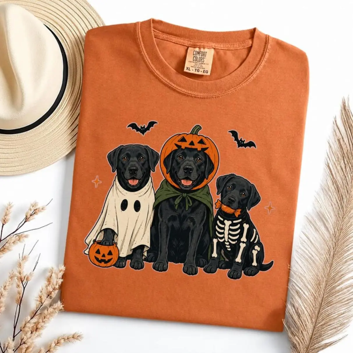 Comfort Colors Black Lab Halloween Shirt, Ghost Labrador Retriever Graphic Tee, Trick or Treat Dog T Shirt, Spooky Season Fall Outfit, Dog Lover Gift, Year-Round Style, Easy to Wear, Laid-Back Vibe, Always in Style