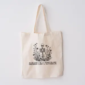 Darling I'm A Nightmare Dressed Like A Daydream Skeleton Flowers Tote Bag, Women Handbag, Shoulder Bag Shopping Bag Gif for Her Girlfriend Mom, Mother's Bag Gift