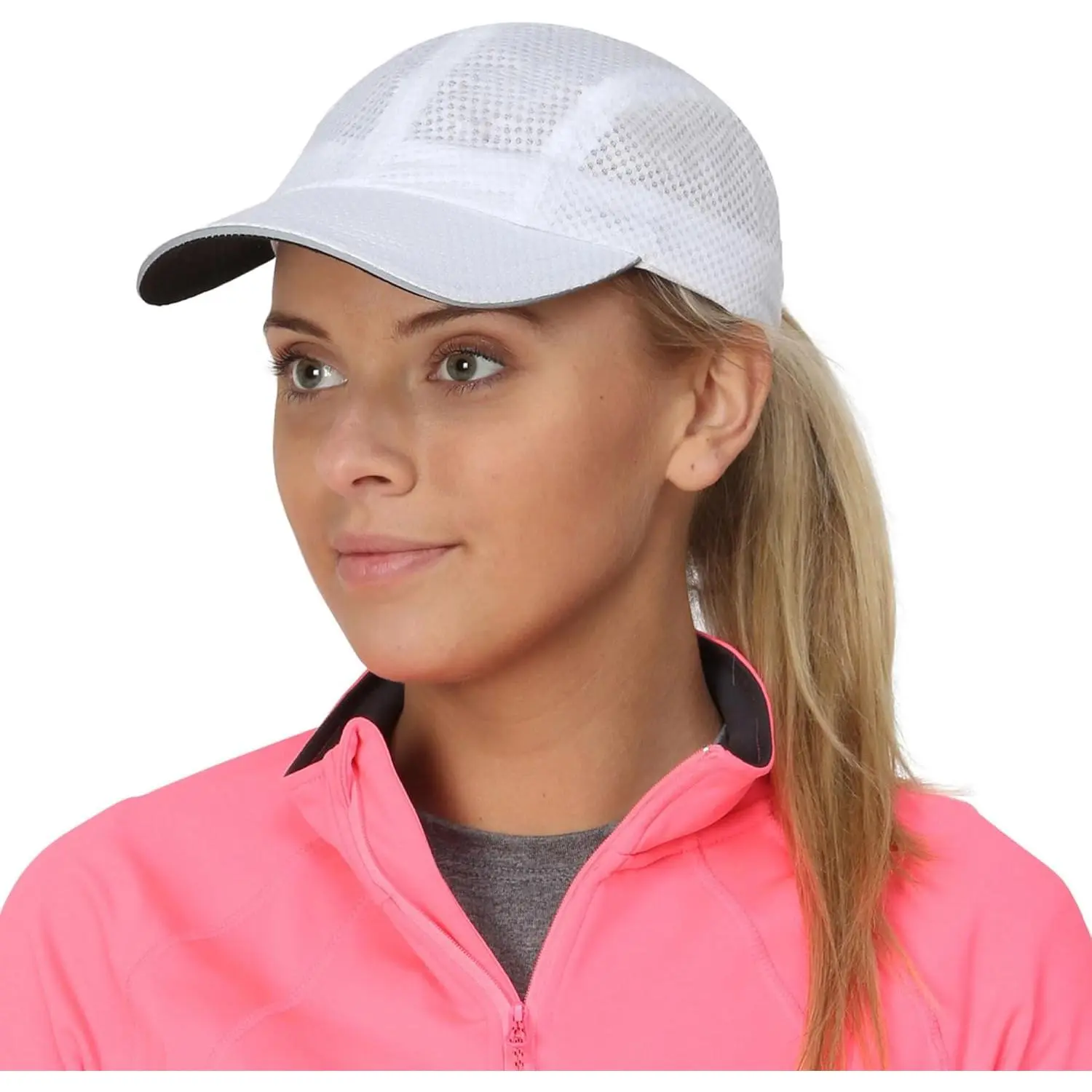 Women's Race Day Performance Running Cap, Lightweight & Quick Drying Mesh Sports Hat with Reflective Trim
