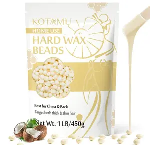 KOTAMU Hard Wax Beads for Hair Removal - 1lb Sensitive Skin Thick Hair Formula for Full Body, Face, Chest, Back, Leg, Bikini Brazilian Waxing - Wax Refill for Women and Men
