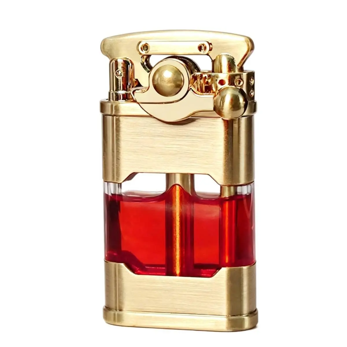 Retro Metal Rocker Arm Windproof Lighter - Fuel-Free, Transparent Oil Tank - Outdoor Gadget, Vintage Gadget for Camping Survival & Birthday Gifts (Without Fuel), Outdoor Gadgets