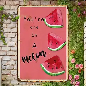 Watermelon Melon Funny Fruits  Vintage Metal Sign Home Kitchen Farm Bar Decor Painting Room Decor Decorative Sign & Plaque for Spring