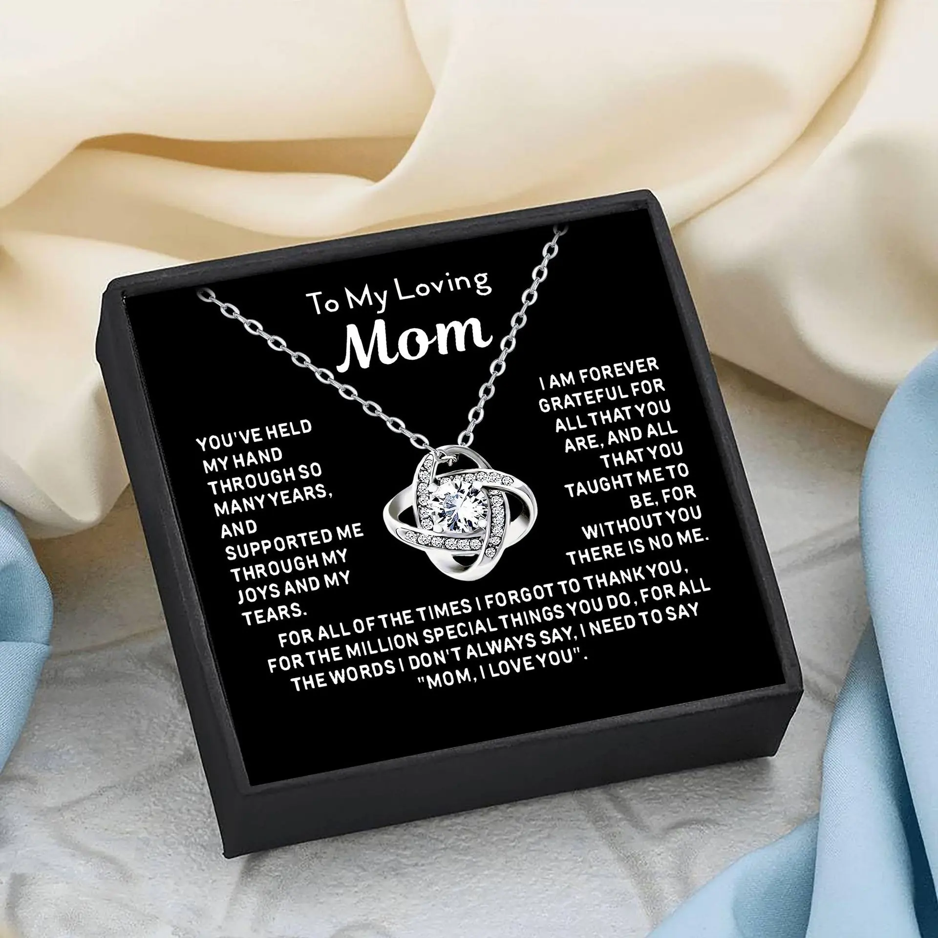 BIGWIG Long Knot Pendant Necklace - Retro Casual Unisex Boho Style Copper Chain, Modern Fashion Accessory with Inlaid Zircon, Jewelry Design, Mother's Day Mom Gifts Set w/ Gift Box & Meaningful Card for Daily Wear summerwins,