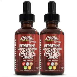 Clean Nutra Berberine, Ceylon Cinnamon, Chromium, Bitter Melon, Turmeric, Glucomannan, Gymnema & More for Natural Wellness Liquid Drop – Gluco Tone