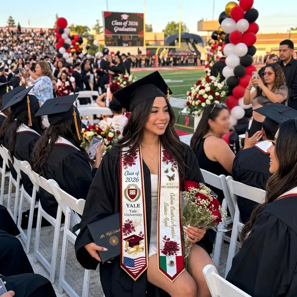 Personalized Mexico America Graduation Stole, 2026 Graduation Sash Gift, Gift For Daughter and Son