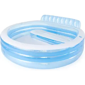 Swim center inflatable family lounge pool builtin bench cup holder 156 gallon capacity 90 x 86 x 31 blue