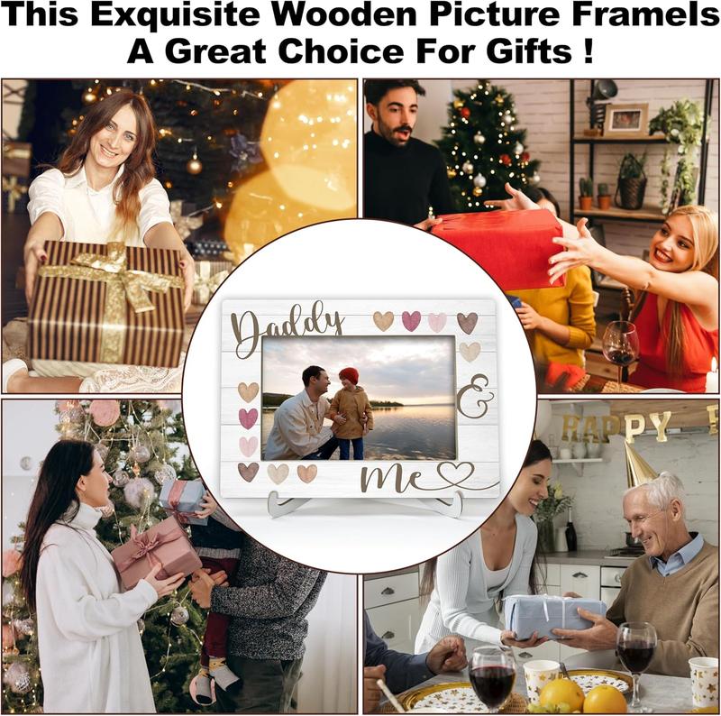 Dad Picture Frame, Fathers Day Birthday Gifts, First Time Dad Gifts from Daughter Girl, 4x6 Wood Daddy & Me Photo Frame for Desk Display-A02